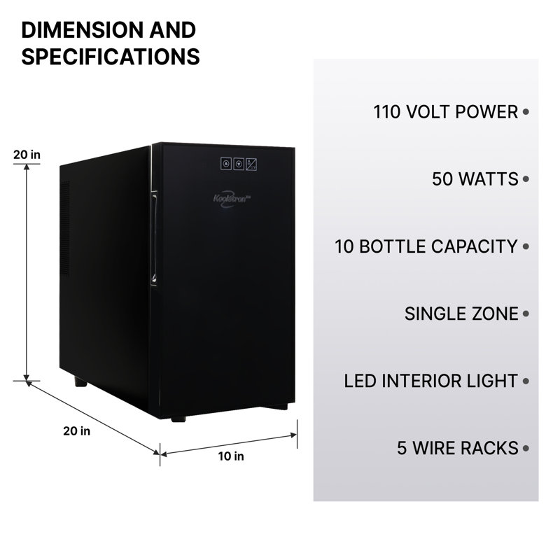 Koolatron Single Zone 10" Freestanding 10 Bottle Wine Refrigerator
