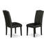 Ensemble de mobilier de salle à manger 7 pièces composé d'une table rectangulaire en bois avec feuille papillon et 6 chaises parsons noires en simili cuir, noir-1373620575-1373620568