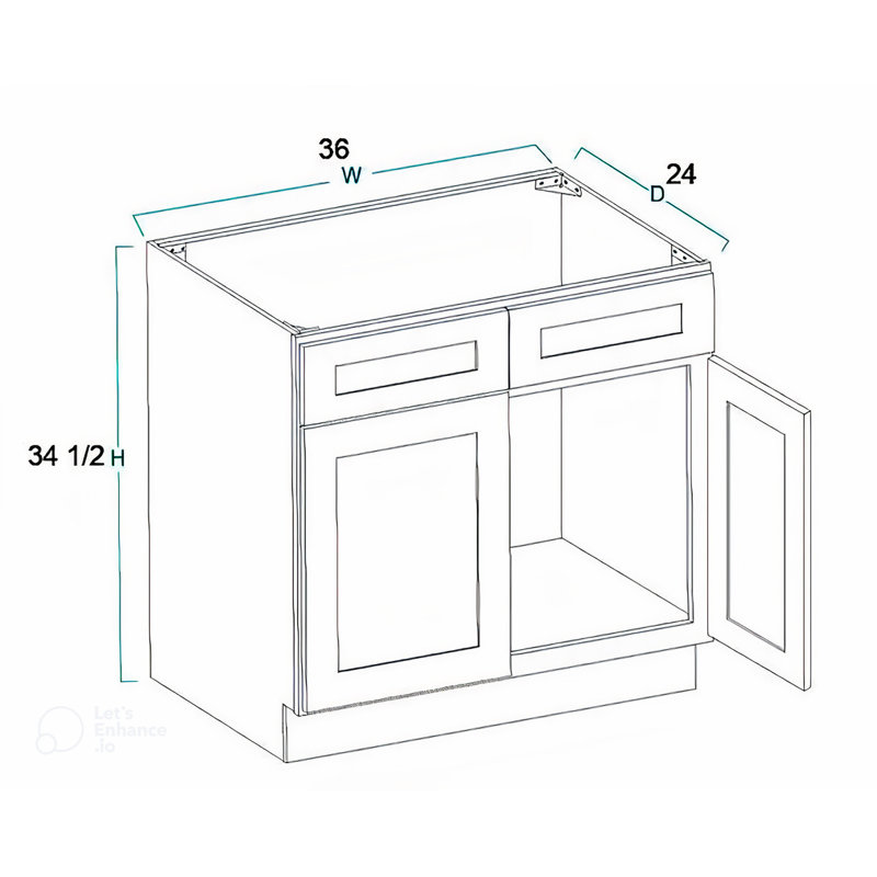 Armoire de base pour évier de cuisine prêt-à-assembler en shaker gris clair