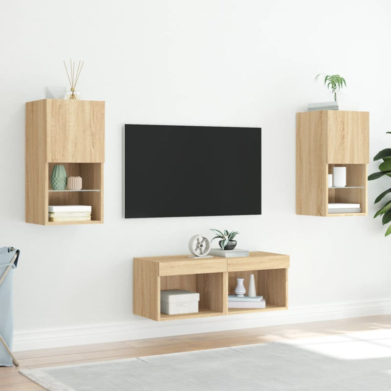 Burzell Unfinished Entertainment Centre for TVs up to 24" with Fireplace Included, Sonoma Oak
