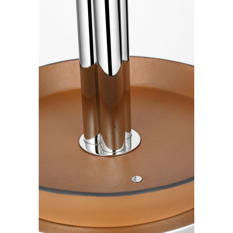 Hudson St. 20" Table Lamp, Polished Nickel/Nutmeg Leather