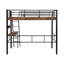 Grand lit mezzanine en métal avec bureau et tablette - noir, cadre intégré et focalisé