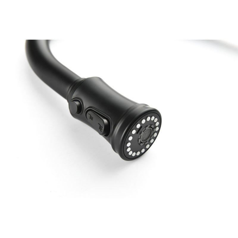 Robinet de cuisine noir mat avec construction en acier inoxydable, robinet rétractable pour faciliter le contrôle de l'eau, acier, applications pratiques