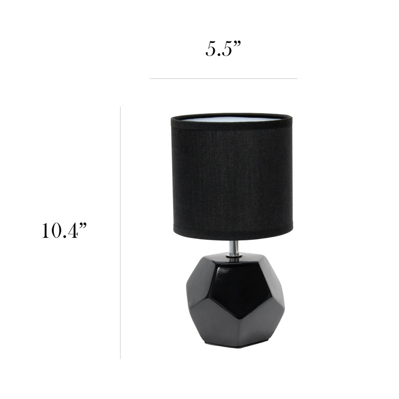 Black Geometric Ceramic Mini Table Lamp with Fabric Shade