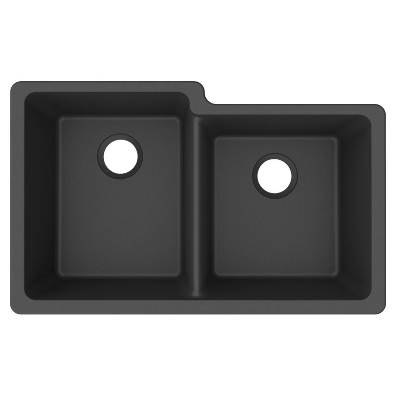 33" x 21" Double Basin Undermount Kitchen Sink with Accessories, Graphite