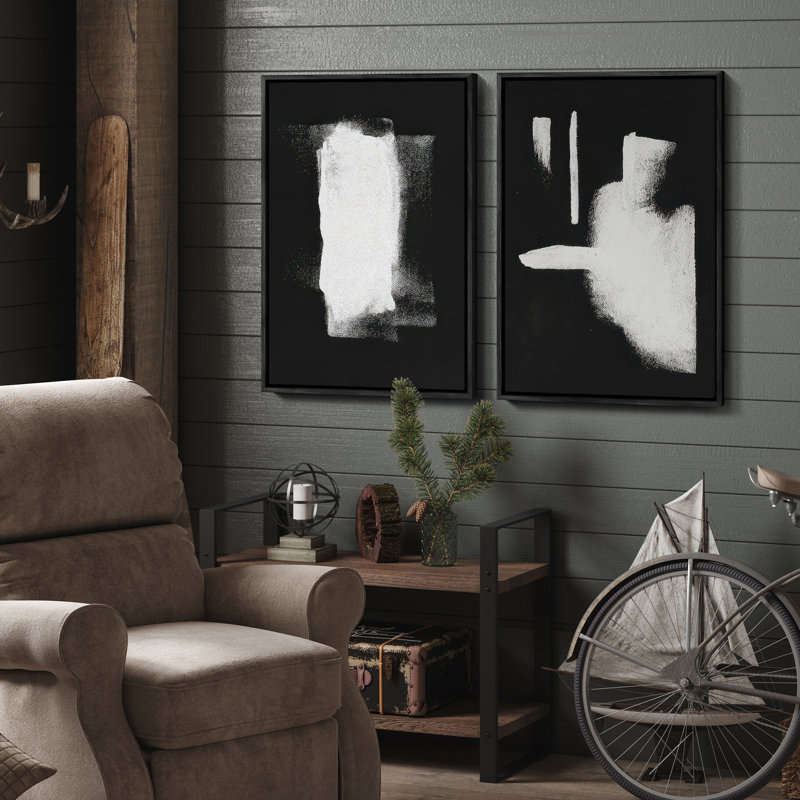 Art mural encadré, rétro, antique, classique pour chambre à coucher - 16 po x 24 po x 2 panneaux, H 24 po x l 16 po, Noir
