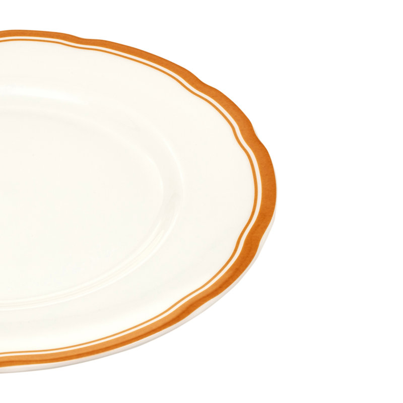 Assiette festonnée 10 po, Orange / blanc