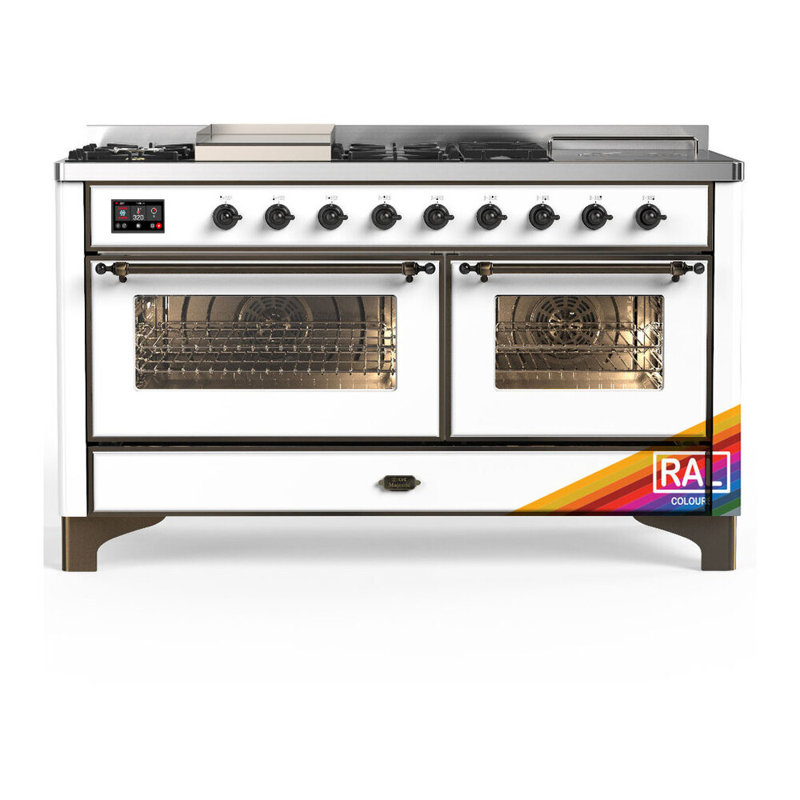 Majestic III Series 60 Inch Dual Fuel Range with 7 Sealed Burners, Griddle, Frenchtop in RAL (Natural Gas, Burnished Trim)