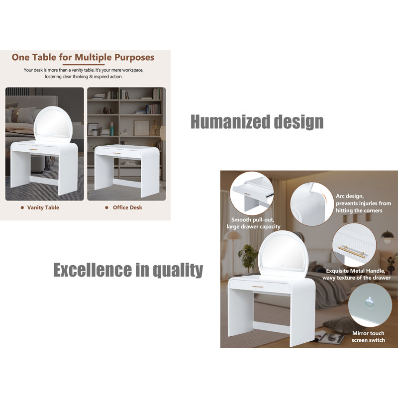 Table de coiffeuse avec miroir lumineux