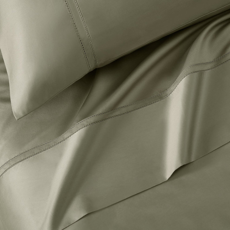 Yalda Egyptian Cotton Sateen Sheet Set , Gray, California King Sheet Set + 2 Pillowcases