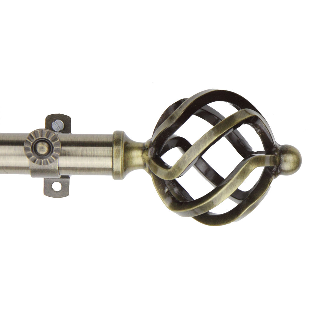 Arnes Steel Rod/Resin Finials Adjustable Single Curtain Rod Lark Manor™ Size: 28" - 48" Finish: Antique Brass