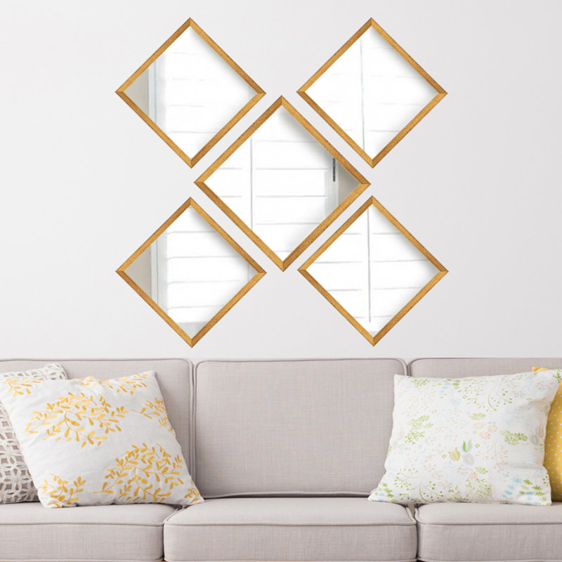 Mundy Plastic Flat Mirror Set, Gold