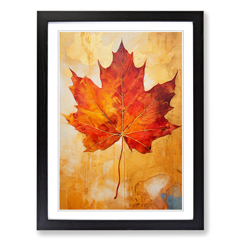 Leaf Gestural No.3 - Single Picture Frame Print on Wood, 34cm H x 25cm W x 2cm D, Black