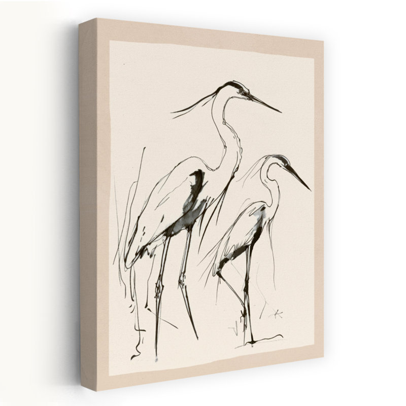 «Graceful Heron» croquis élégant, minimaliste, paisible, oiseau, faune, art mural, H 60 po x l 40 po