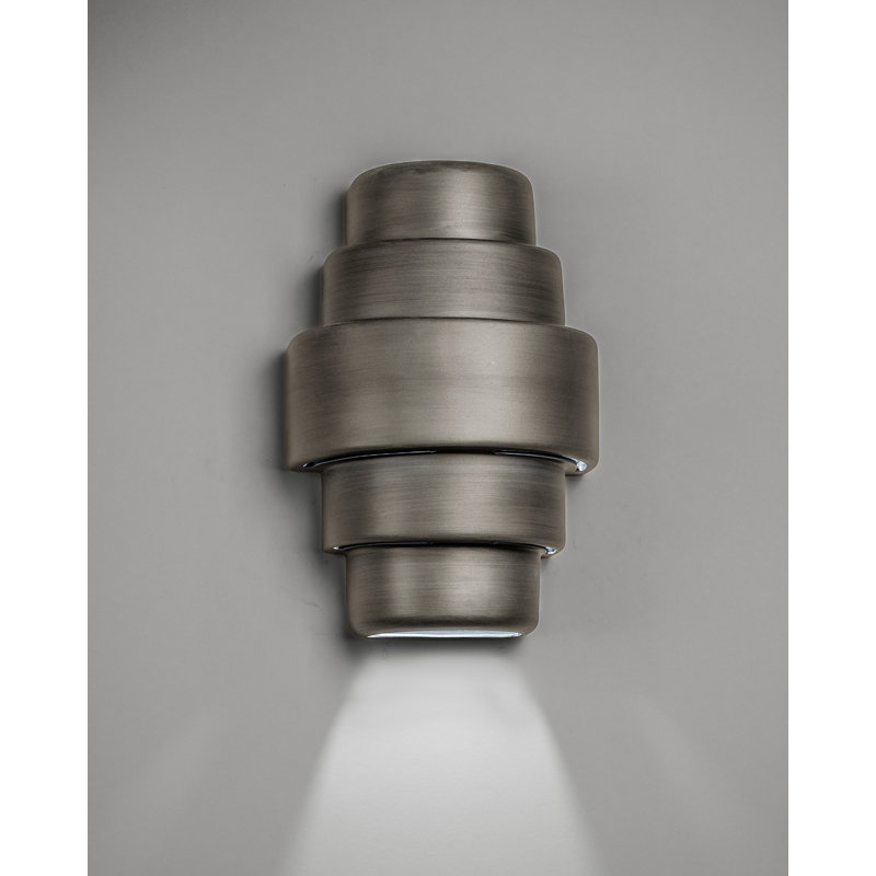 Lampe murale d'extérieur en céramique Hisae, ampoule DEL incluse, Étain frotté