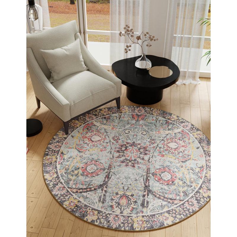 Bungalow Rose Ariel Timeless Rug, Rond 3 pi 6 po x 3 pi 6 po