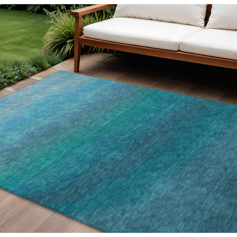 Tapis bleu sarcelle et dégradé 8 pi x 10 pi bleu sarcelle et bleu ciel