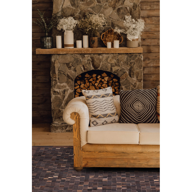 Cowhide Patchwork Brown Rug 6'1" x 6'1"