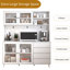 Armoire de cuisine de 63 po de largeur avec portes en verre, tiroirs et tablette à micro-ondes - rangement en noyer-116861022