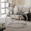 Table basse 31,5 "moderne à plateau rond en verre avec structure circulaire en métal-1780447997