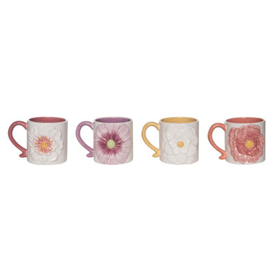 Ensemble de 4 tasses en céramique colorées pour les décorations printanières, parfaites pour une utilisation en intérieur