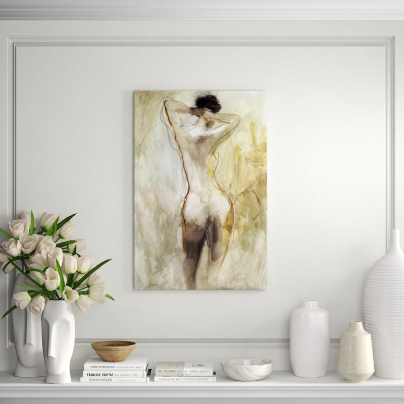 Nude Figure II Painting by Emma Brooks, Glass Coat, 36" H x 24" W x 1.5" D