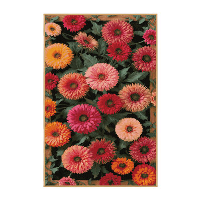 Tapis botanique brun lavable à la machine