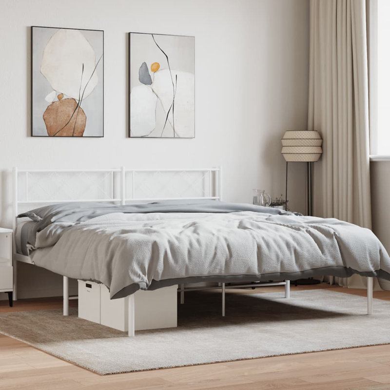 Structure de lit Gracie Oaks, Double, Blanc