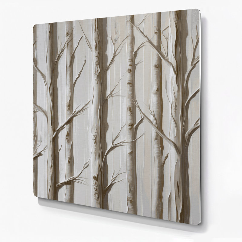 Art mural horizontal rayé en chêne blanc et métal gris, H 12 po x l 12 po
