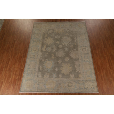 Tapis unique en laine noué à la main 9 pi 1 po x 11 pi 10 po nouvel âge Oushak