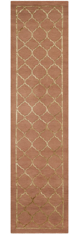 West Bromwich Geometric Hand-Knotted Rust Area Rug