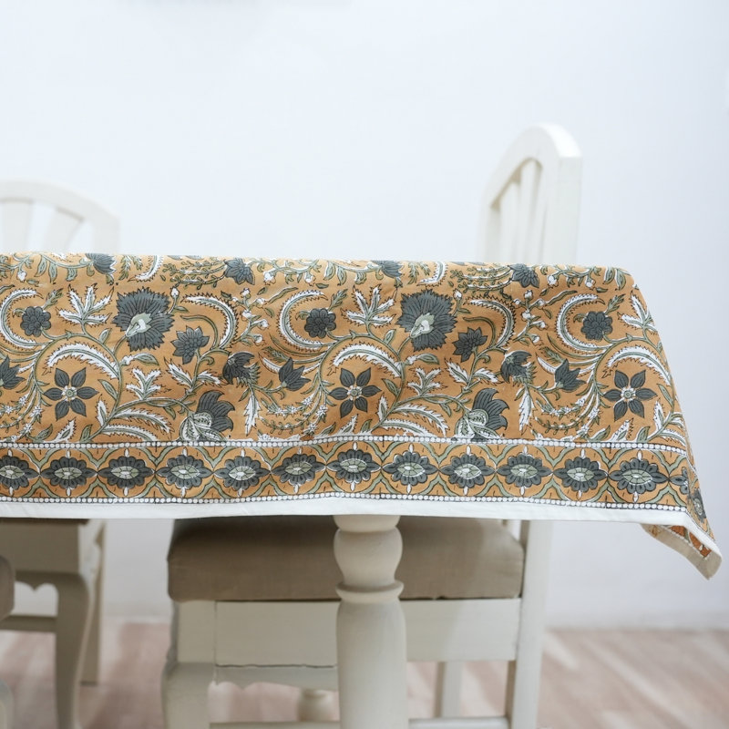  Mustard Vine Table Cover – Warm Tones for a Cozy Dining Mood, kundanvan, Mustard, 72" W x 118" L