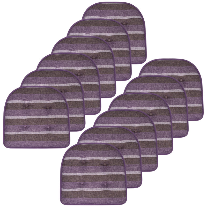 Bradford Striped Indoor U Shaped Memory Foam 17" x 16" Chair Cushion, Purple, 6