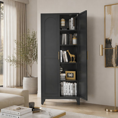 2 Shapely Doors Cabinet, Metal Storage Cabinet with Doors and Adjustable Shelves, for Bedroom, Living Room