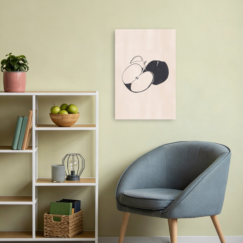 Minimalist Apple Graphic Contemporary Wall Art Print 1 Piece Wrapped Canvas Wall Art, 60.96cm H x 40.64cm W