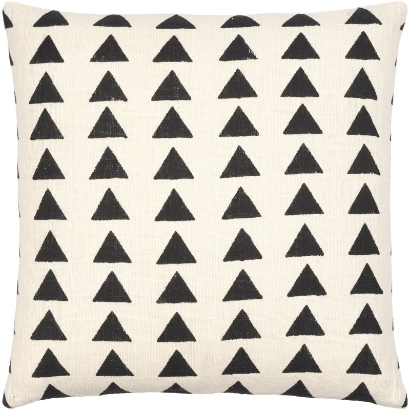 Housse de coussin en polyester Ljuban, 18 po x 18 po, Crème / noir