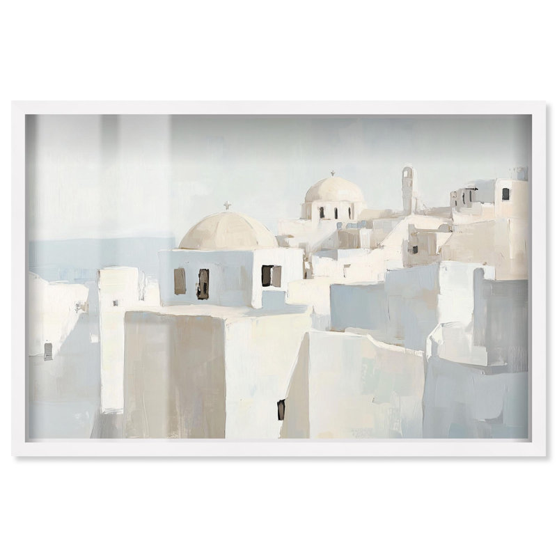 «Domes City II Shadowbox», impression de paysage par Art Remedy, H 37 po x l 55 po, Blanc