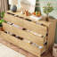 Commode 6 tiroirs cannelée en bois-201203500
