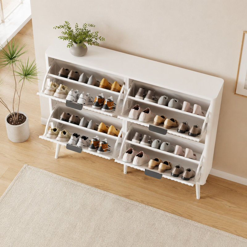 Range-chaussures avec tiroirs rabattables, range-chaussures en bois avec rangement caché, pour le couloir et le vestibule