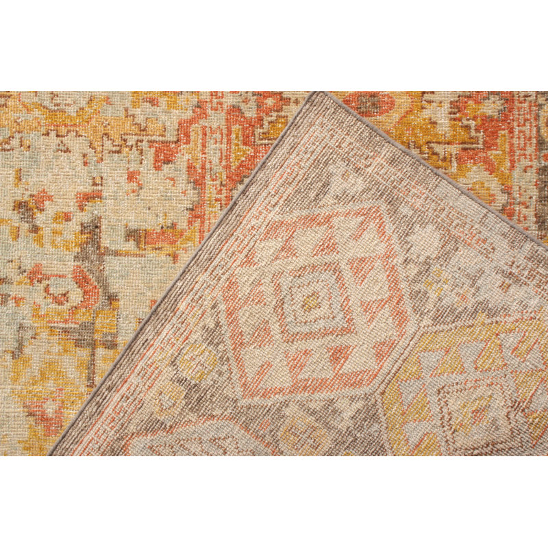 Distressed Homage Hand Knotted Wool Geometric Area Rug, Rectangle 9' x 12'