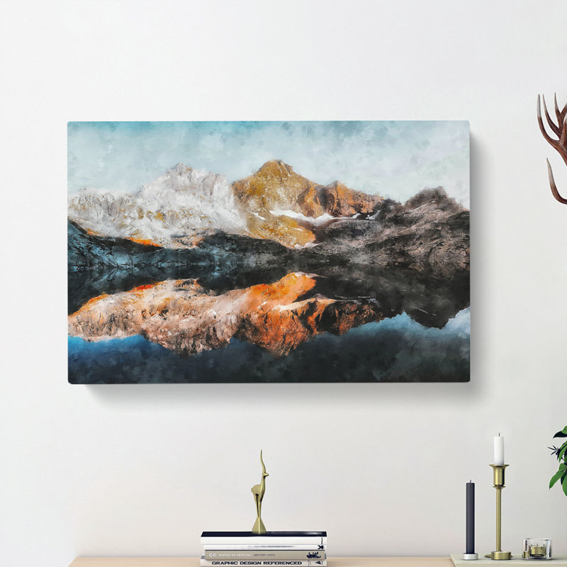 Reflection Of The Alps - Wrapped Canvas Painting, 30cm H x 45cm W x 4cm D
