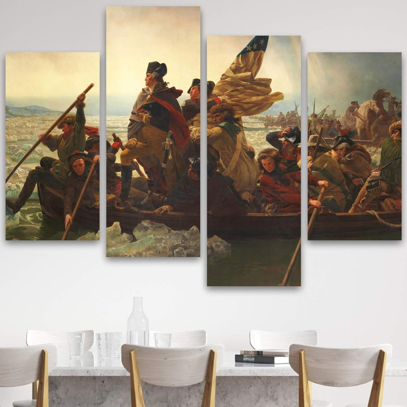 " American Revolutionary War Painting For Living Room Bedroom Home Office Extra Large Wall Decor " 4 - Pieces