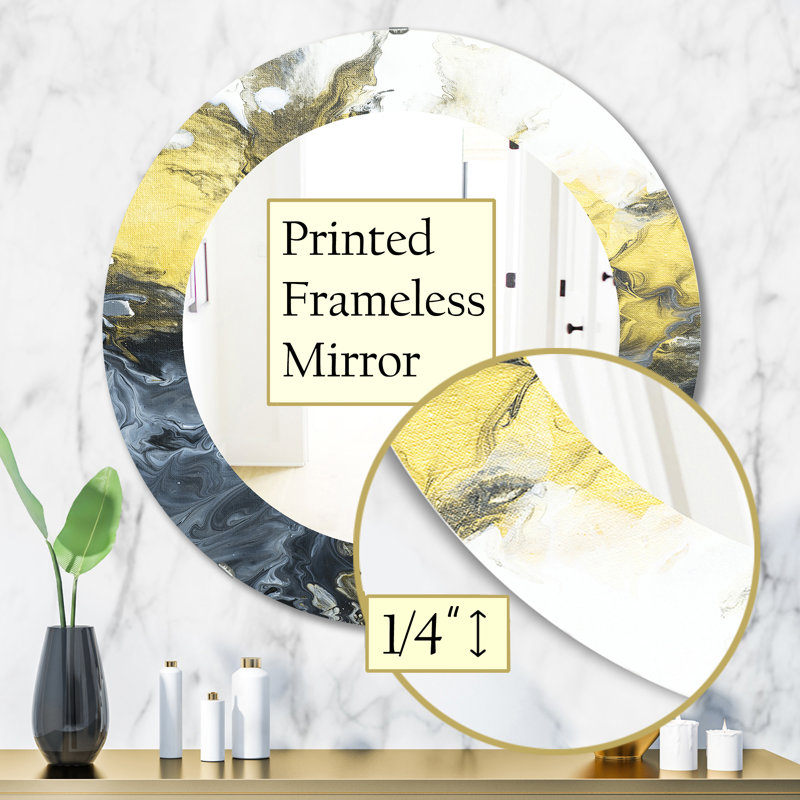 Miroir Mid-Century marbré jaune 7, H 31,5 po x l po