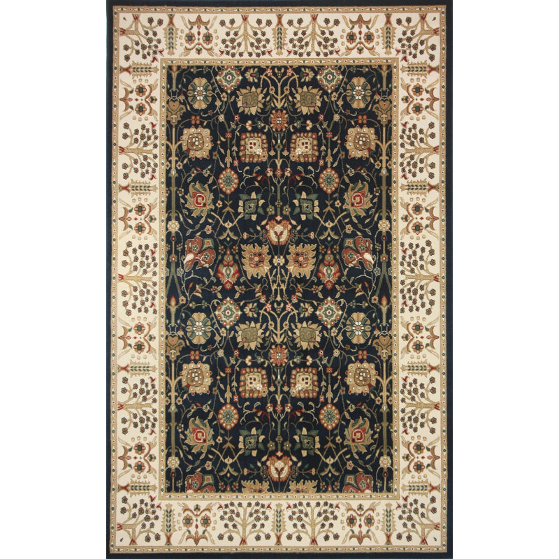 Tapis bleu marine Eli-Joseph Elegance, Rectangle 5 pi 3 po x 7 pi 9 po