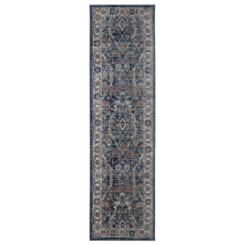 Oriental Machine-Made Blue / Ivory, Runner 2'8" x 8'