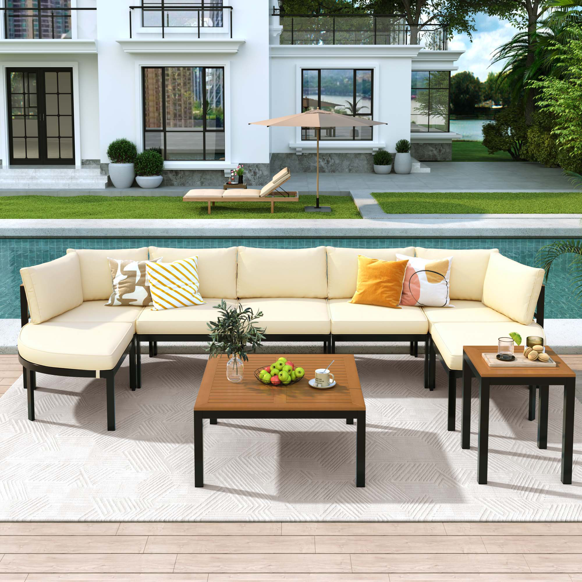Latitude Run® Modern Patio Sectional Sofa Set With Cushions - Wayfair ...