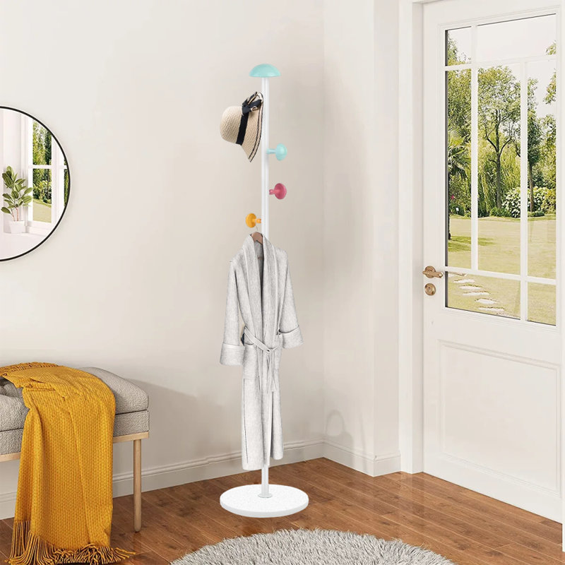 Portemanteau autoportant pour suspendre vêtements, chapeaux, sacs, Blanc
