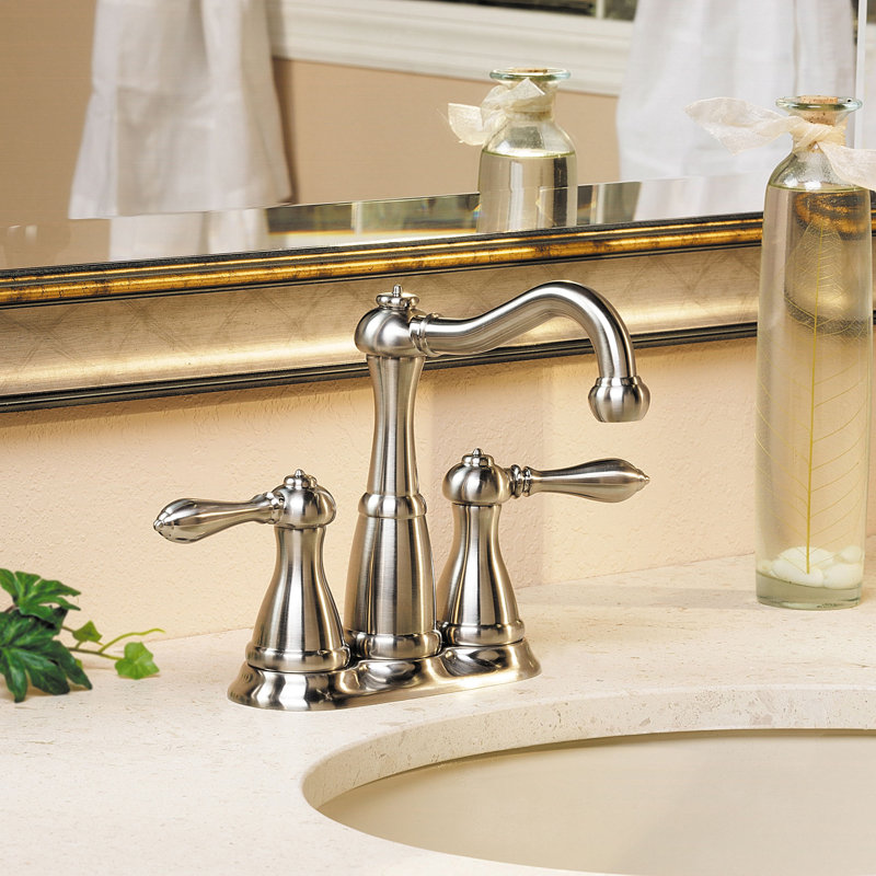 Marielle-Bath Centerset Bathroom Faucet with Drain Assembly, Polished Nickel