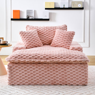 51 - Inch For Multiple Living Scenarios, Aligning With Contemporary Style, Pink Color, Sponge Seat Structure Single Bedroom And Room, Featuring Turtle Fleece Fabric, 90% Rebound In 3 7 Days