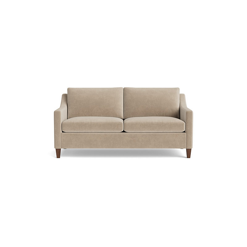 Vera Loveseat (70"), Walnut Finish (Angled), Velvet - Beige